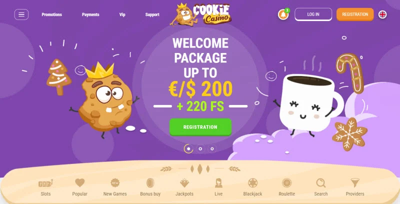 Cookie Casino Lobby - Overzicht van alle beschikbare spellen
